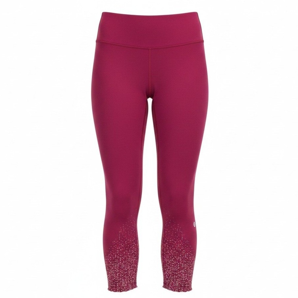 Lululemon Tight Stuff Tight II Women 2 Berry Red Reflective Scallop Leggings